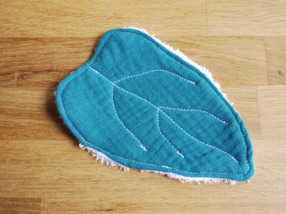 lingette en forme de feuille bleu paon